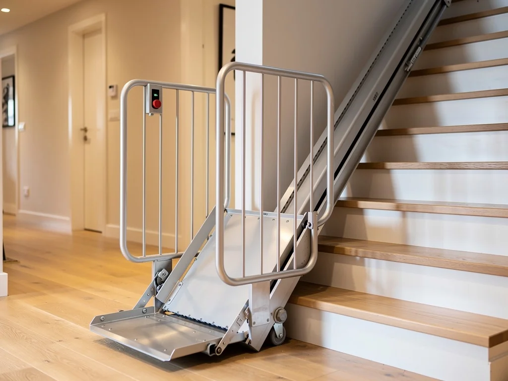 Plateforme élévatrice inclinée pour fauteuil roulant le long d'un escalier